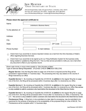 Ohio Change of Registrant Name Form