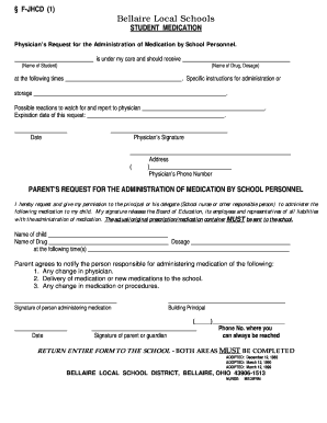 Student Medication Administration Form