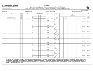 US Department of Labor Payroll Form WH-347