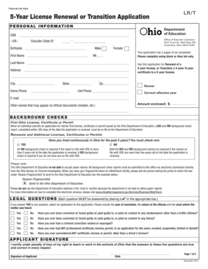 Ohio 5-Year Professional License Renewal Application