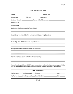 Field Trip Request Form 2340 F1