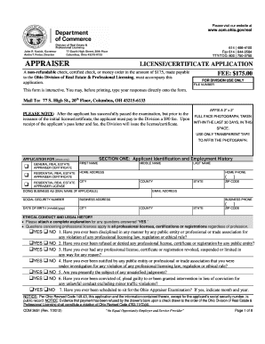 Ohio Appraiser License Application