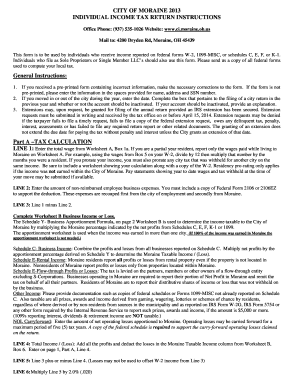 City of Moraine 2013 Individual Income Tax Return