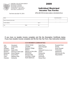 Ohio Municipal Income Tax Exemption Certificate