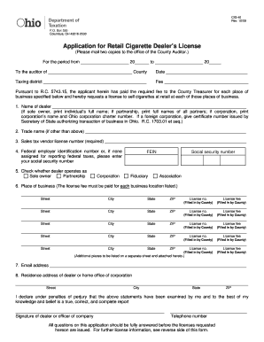 Ohio Cigarette License Application