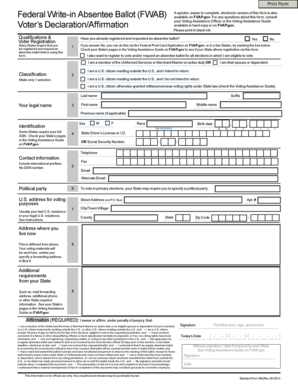 Federal Write-in Absentee Ballot