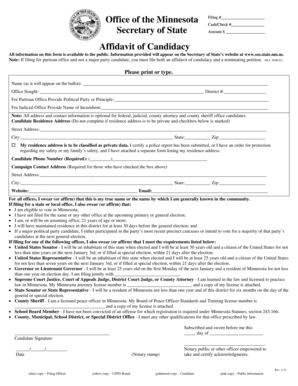 Minnesota Affidavit of Candidacy