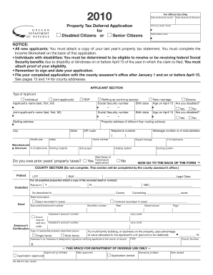 Oregon Property Tax Deferral Application
