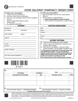 Home Delivery Pharmacy Order Form