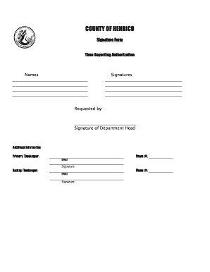 Henrico Time Reporting Authorization Form