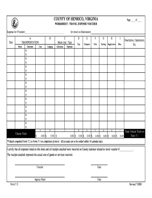 Henrico County Travel Expense Voucher