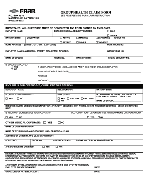 Group Health Claim Form