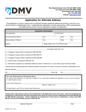 Nevada Alternate Address Application