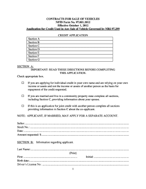 Vehicle Credit Application Form