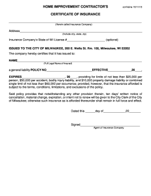 Certificate of Insurance