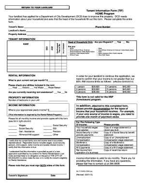 Tenant Information Form (TIF) HOME Program