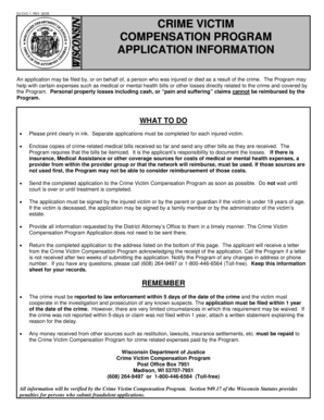 Wisconsin Crime Victim Compensation Application