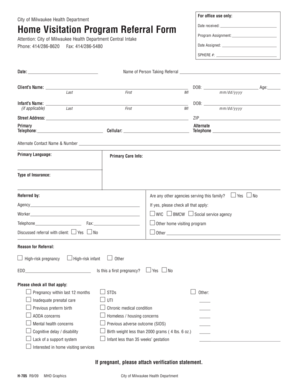 City of Milwaukee Health Department Referral Form