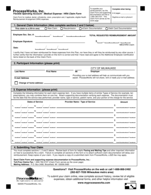 Flexible Spending Account Medical Expense HRA Claim Form