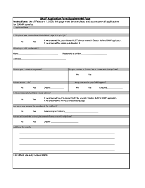 GAMP Application Form Supplemental Page