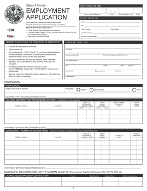 Florida Employment Application Form