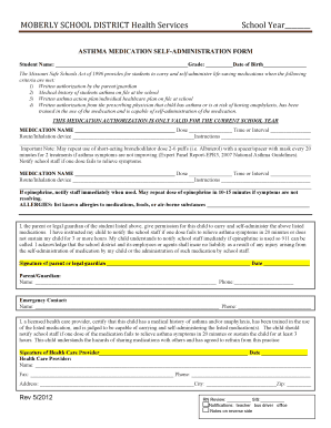 Missouri Asthma Medication Self-Administration Form