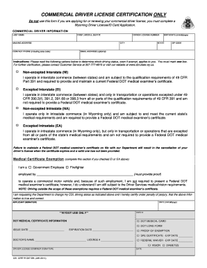 Wyoming Commercial Driver License Certification