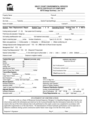 Septic Certificate of Compliance