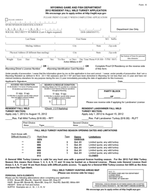 Wyoming Resident Fall Wild Turkey Application