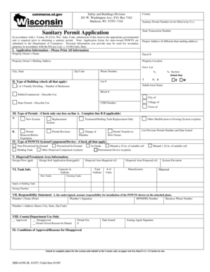 Wisconsin Sanitary Permit Application