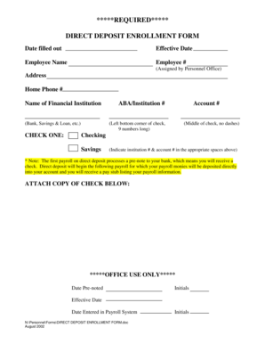 DIRECT DEPOSIT ENROLLMENT FORM