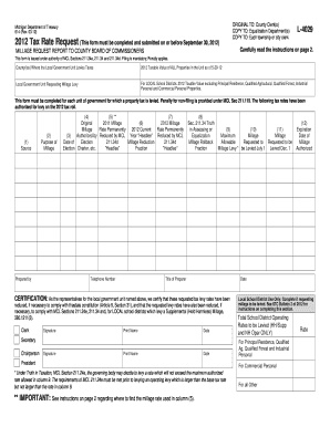 Michigan 2012 Tax Rate Request Form