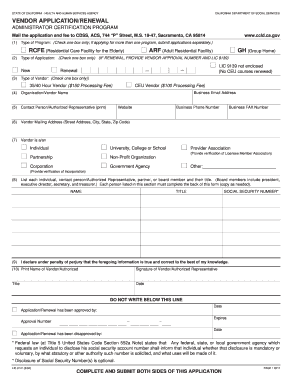 California Vendor Application/Renewal Form