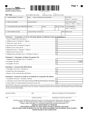 Georgia Form 900 Business Occupation Tax Return