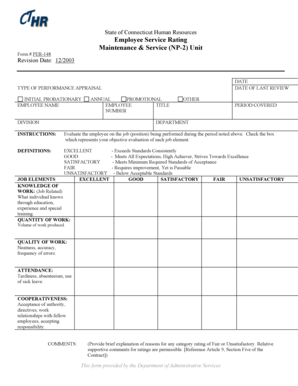 Connecticut Employee Service Rating Form