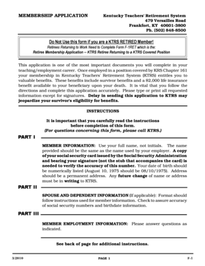 Kentucky Teachers' Retirement System Membership Application