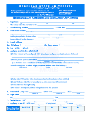 Morehead State University Undergraduate Application