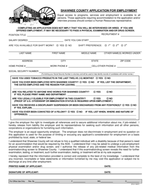 Shawn County Application for Employment