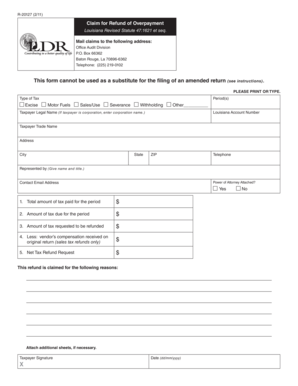 Louisiana Claim for Refund of Overpayment