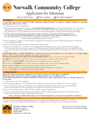 Norwalk Community College Application for Admission