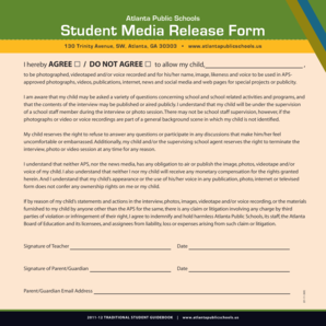 Atlanta Public Schools Student Media Release Form