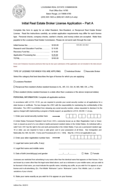 Louisiana Real Estate Broker License Application