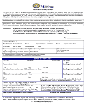 City of Monroe Employment Application