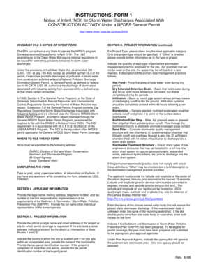 Notice of Intent for Storm Water Discharges