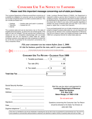 Louisiana Consumer Use Tax Return