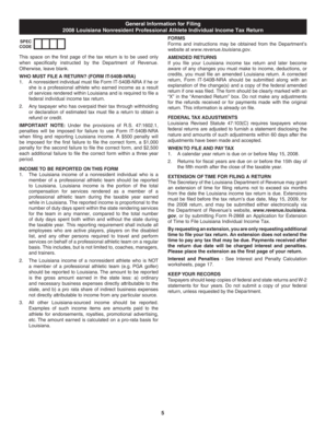 2008 Louisiana Nonresident Professional Athlete Income Tax Return