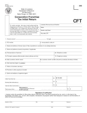 Louisiana Corporation Franchise Tax Initial Return