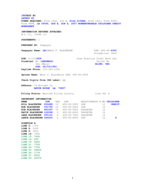 US Federal Form 1040 Tax Return
