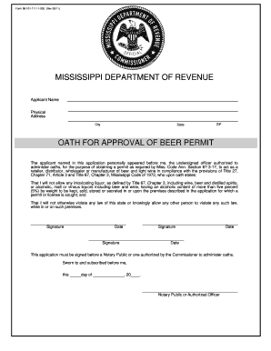 Mississippi Beer Permit Application