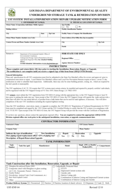 Louisiana UST System Notification Form